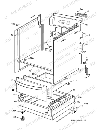 Взрыв-схема плиты (духовки) Electrolux EKC70010W - Схема узла H10 Chassis